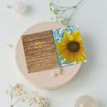 Invitation Country Wood Sunflower Turquoise Dentelle de maria<br><div class="desc">De charmantes invitations à un mariage rustique chic avec des images de bois ancien, de dentelle turquoise bleue et un tournesol jaune gai. Idéal pour un cowboy d'été, un mariage de campagne, de ferme, de jardin ou de grange. NOTEZ QUE TOUS LES ÉLÉMENTS SONT DES EFFETS IMPRIMÉS : IL N'Y...</div>