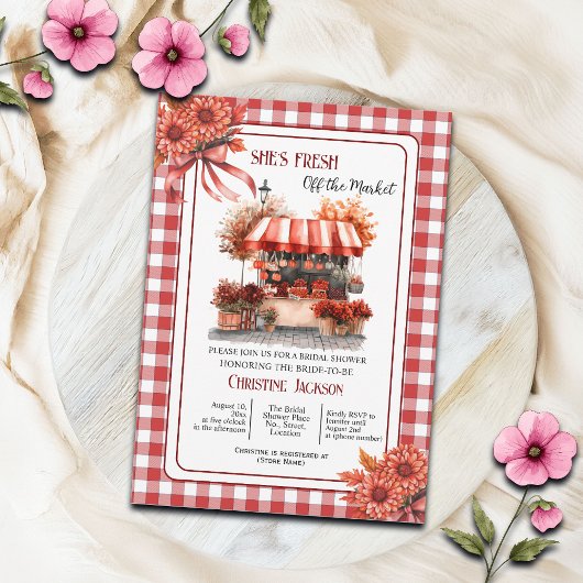 Invitation Countryside Picnic Gingham Bridal Shower