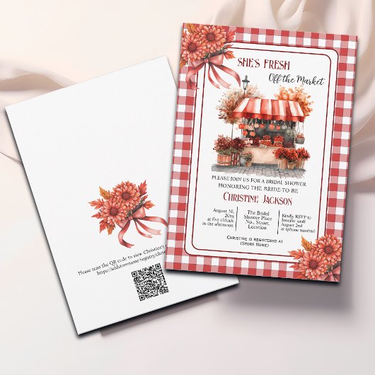 Invitation Countryside Picnic QR Code Bridal Shower