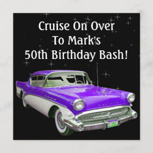 Invitation Coup classique pourpre d'anniversaire de voiture