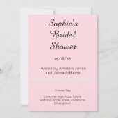 Invitation Coup de coeur de mot rose pour la mariée (Dos)