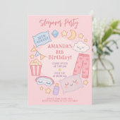 Invitation Coup de coeur rose avec étoiles et Popcor (Debout devant)