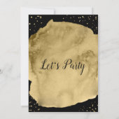 Invitation Coup de pinceau aquarelle dorée sur fond noir (Dos)