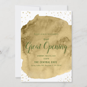 Invitation Coup de pinceau aquarelle or sur ouverture blanche