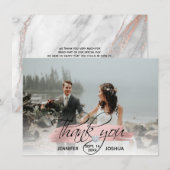 Invitation Coup de pinceau en or rose Mariage Merci | PHOTO (Devant / Derrière)