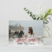 Invitation Coup de pinceau en or rose Mariage Merci | PHOTO (Debout devant)