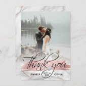 Invitation Coup de pinceau en or rose pour mariage Merci | PH (Devant / Derrière)