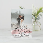 Invitation Coup de pinceau en or rose pour mariage Merci | PH (Debout devant)