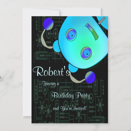 Invitation Coup d'oeil adorable par anniversaire bleu de (Devant)