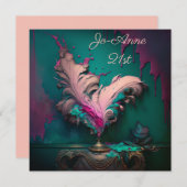 Invitation Coup rose de plumes (Devant / Derrière)