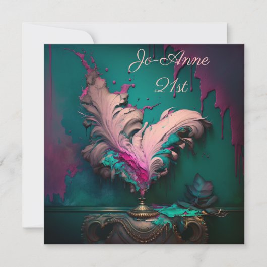 Invitation Coup rose de plumes (Devant)