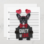 Invitation Coupable Amour Mugshot Chien drôle Saint Valentin (Devant / Derrière)