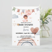 Invitation Coupe afro arc-en-ciel étoile ballon baby shower (Debout devant)