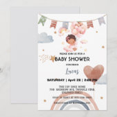 Invitation Coupe afro arc-en-ciel étoile ballon baby shower (Devant / Derrière)