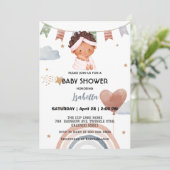 Invitation Coupe afro arc-en-ciel étoile ballon baby shower (Debout devant)