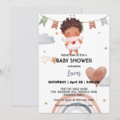 Invitation Coupe afro arc-en-ciel étoile ballon baby shower (Devant / Derrière)