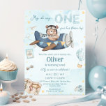 Invitation Coupe Bear Blue Plane Time Vol Un 1er anniversaire<br><div class="desc">Personnalisez cette mignonne invitation de 1er anniversaire avec votre propre libellé facilement et rapidement. Cliquez simplement sur le bouton Modifier à l'aide des outils de conception pour modifier davantage le texte, le libellé, le style de police, la taille de police, la couleur de police, ajouter du texte, déplacer ou supprimer...</div>