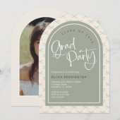 Invitation Coupe Bows Sage Green Gold Photo Party (Devant / Derrière)