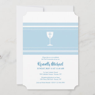 Invitation Coupe communion bleu
