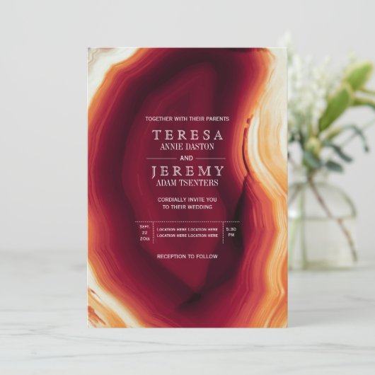 Invitation Coupe d'agate rouge dans les couleurs d'automne ma (Debout devant)