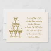 Invitation Coupe de Champagne Dorée Mariage écriture manuscri (Devant)