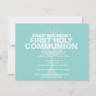 Invitation Coupe de communion Bold Aqua Première communion sa