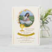 Invitation Coupe de communion en or (Debout devant)