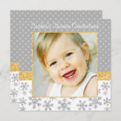 Invitation Coupe de flétan noir Silver Gold Winter Onederland (Devant / Derrière)