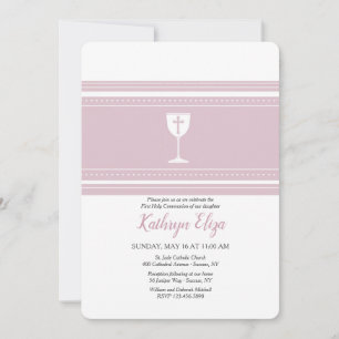 Invitation Coupe de la communion rose