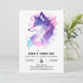 Invitation Coupe de loup d'aquarelle Fête d'anniversaire (Debout devant)