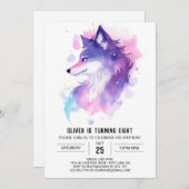 Invitation Coupe de loup d'aquarelle Fête d'anniversaire (Devant / Derrière)