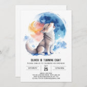 Invitation Coupe de loup mignon modifiable Anniversaire (Devant / Derrière)