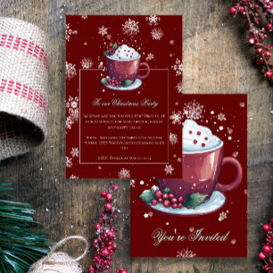 Invitation Coupe de Noël Hot Chocolate Fête Rouge