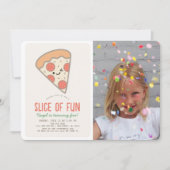 Invitation Coupe de Pizza Party Kawaii fête d'anniversaire (Devant)