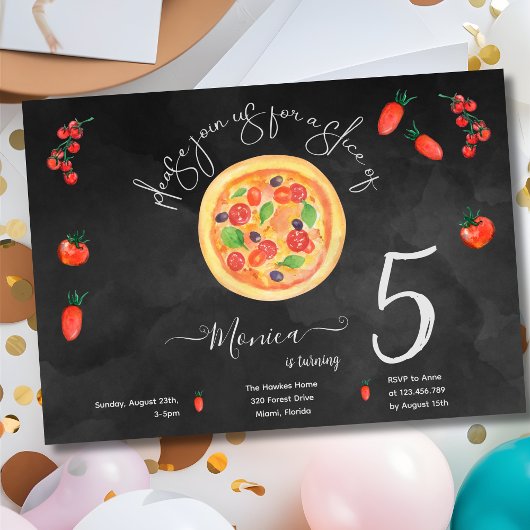 Invitation Coupe de plaisir, anniversaire de pizza