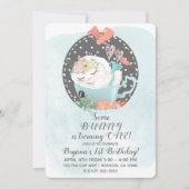 Invitation Coupe de thé couché lapin lapin Lapin fête d'anniv (Devant)