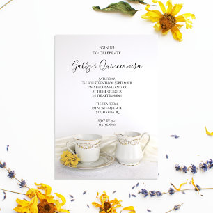 Invitation Coupe de thé et marguerites jaunes Quinceanera Par