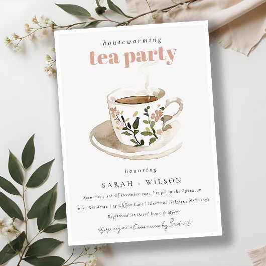 Invitation Coupe de Thé Floral Classique Tea Party