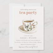 Invitation Coupe de Thé Floral Mariage Anniversaire Tea Party (Devant)
