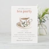 Invitation Coupe de Thé Floral Mariage Anniversaire Tea Party (Debout devant)