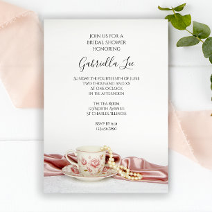 Invitation Coupe de Thé Floral rose avec Fête des mariées per