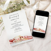 Invitation Coupe de Thé Floral Rose avec Mariage Pearls