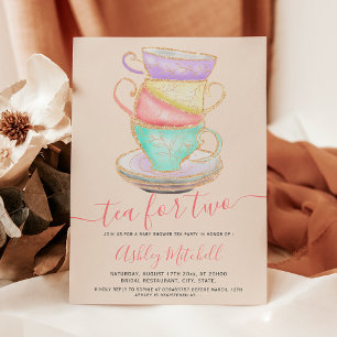 Invitation Coupe de thé parties scintillant or aquarelle baby