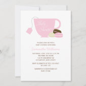 Invitation Coupe de Thé Rose et Baby shower de filles Macaron (Devant)