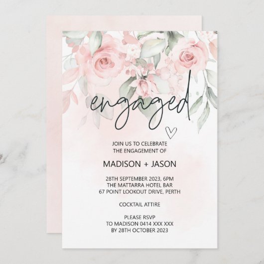 Invitation Coupe d'engagement de la fête de la fiançailles ro (Devant / Derrière)