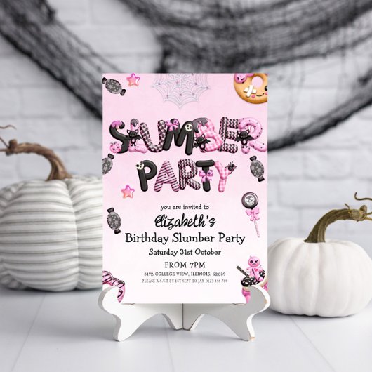 Invitation Coupe d'Halloween noir rose
