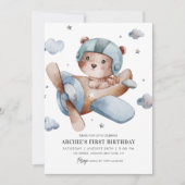 Invitation Coupe d'Ours Heure des vols 1er anniversaire fête (Devant)