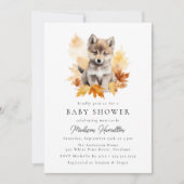 Invitation Coupe du loup de bois mignon Baby shower automne (Devant)