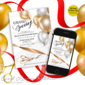 Invitation Coupe du ruban d'ouverture Grand Ballons d'argent