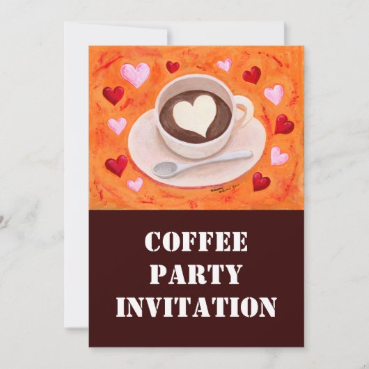 Invitation Coupe et coeurs de café (Devant)